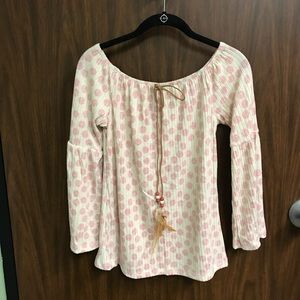 Pink polka dot boho blouse